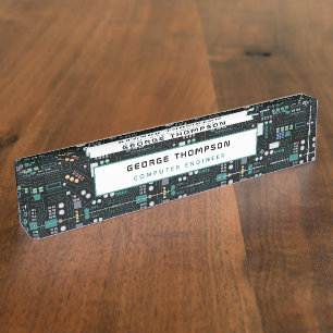 Computer Engineer Circuit Board Pattern Kantoor Naambordje