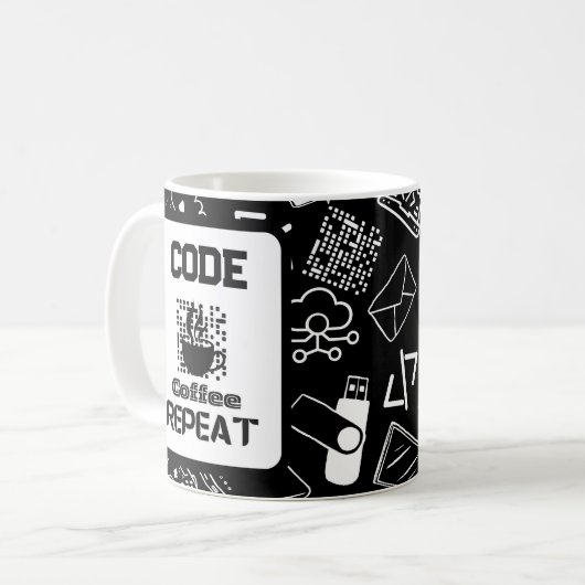 Computer Engineer Programmeur Codering Tech Black Koffiemok (Voorkant links)