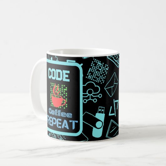Computer Engineer Programmeur Codering Tech Black Koffiemok (Voorkant links)