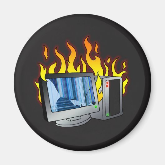 Computer Fire Circle Magnet Magneet (Voorkant)