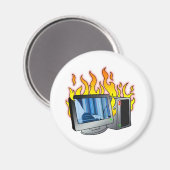 Computer Fire Circle Magnet Magneet (Voorkant / Achterkant)