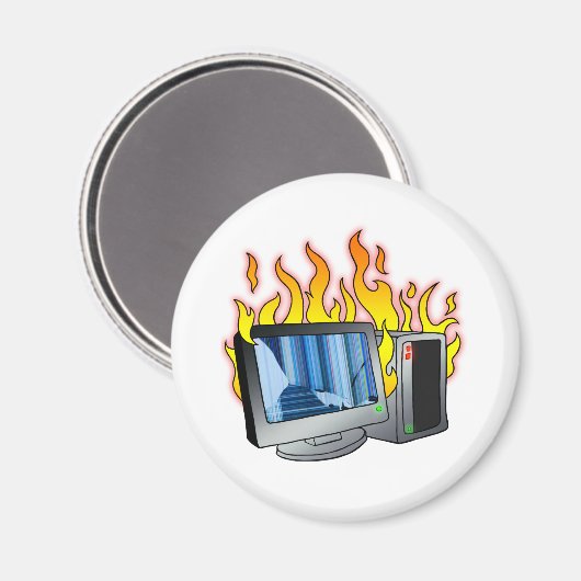 Computer Fire Circle Magnet Magneet (Voorkant / Achterkant)