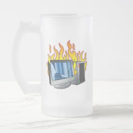 Computer Fire Frosted Glass Mok (Links)