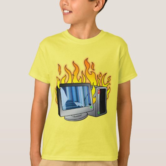Computer Fire Kinderen Basic T-shirt (Voorkant)