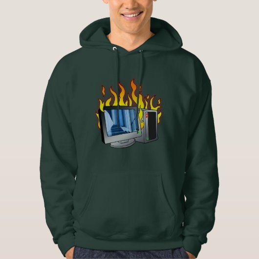 Computer Fire Mannen Hoodie (Voorkant)