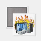 Computer Fire Square Magnet Magneet (Voorkant / Achterkant)