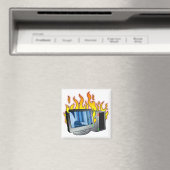 Computer Fire Square Magnet Magneet (Insitu (Vaatwasser))