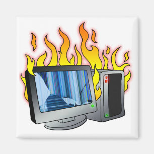 Computer Fire Square Magnet Magneet