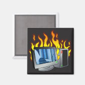 Computer Fire Square Magnet Magneet (Voorkant / Achterkant)