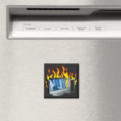 Computer Fire Square Magnet Magneet (Insitu (Vaatwasser))
