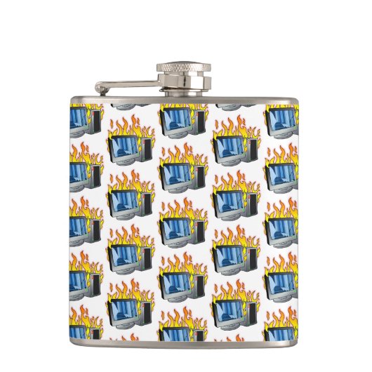 Computer Fire Vinyl verpakt kolf Heupfles (Voorkant)