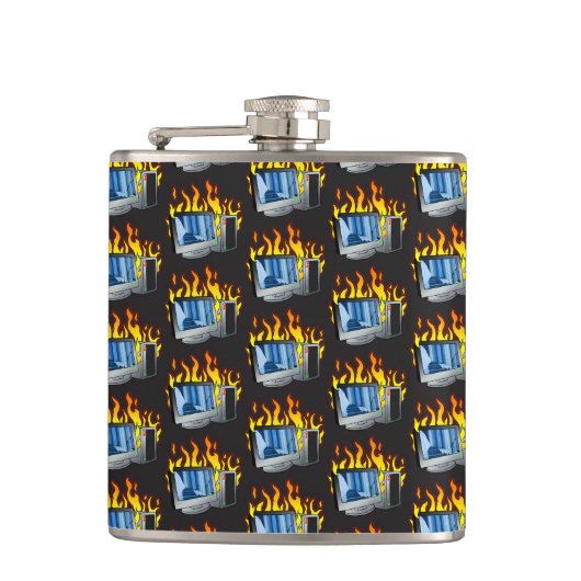 Computer Fire Vinyl verpakt kolf Heupfles (Voorkant)