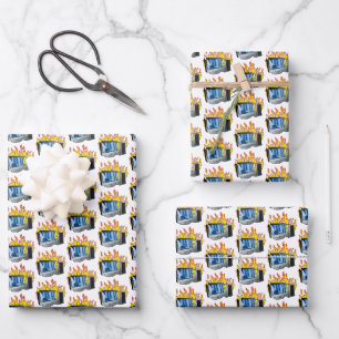 Computer Fire Wrapping Paper Flat Sheet Set van 3