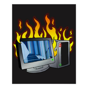 Computer Fire Zazzle Glossy Poster Perfect Poster