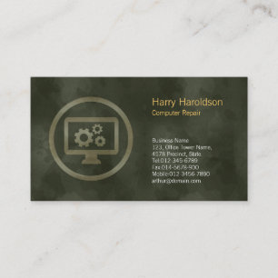 Computer Gears Icon Computer Reparatie Visitekaart Visitekaartje