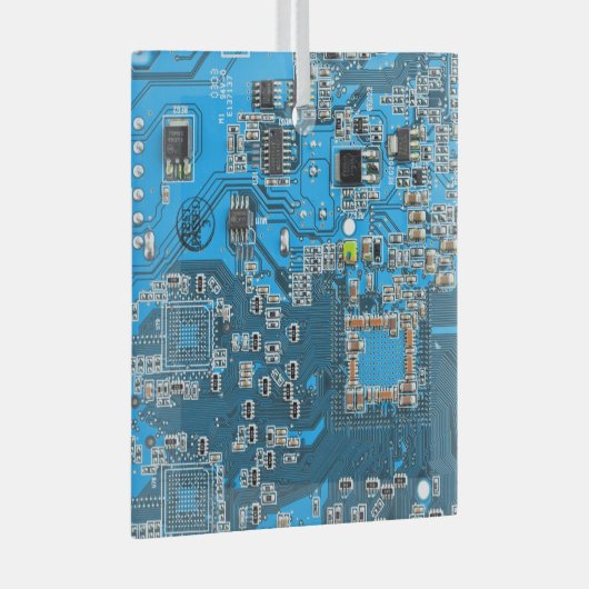 Computer Geek Circuit Board Blue Glas Ornament (Voorkant Rechts)