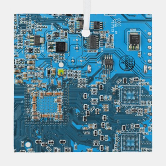 Computer Geek Circuit Board Blue Glas Ornament (Achterkant)