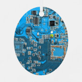 Computer Geek Circuit Board Blue Metalen Ornament (Achterkant)