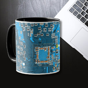 Computer Geek Circuit Board Blue Mok