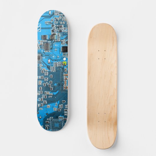 Computer Geek Circuit Board Blue Skateboard (Voorkant)