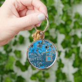 Computer Geek Circuit Board Blue Sleutelhanger (Hand)