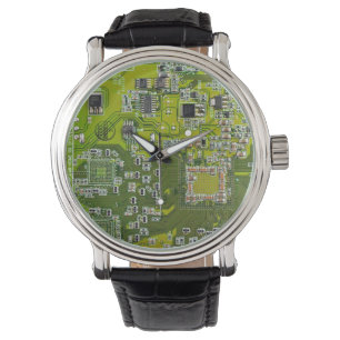 Computer Geek Circuit Board Light Green Horloge