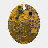 Computer Geek Circuit Board Light Oranje Metalen Ornament (Achterkant)