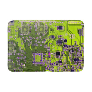 Computer Geek Circuit Board Neon Yellow Badmat