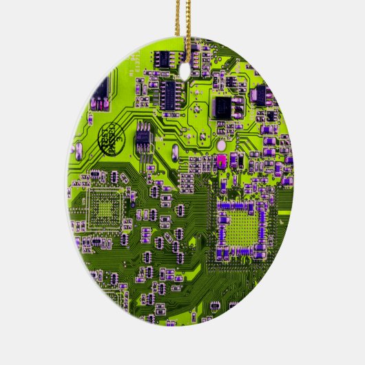 Computer Geek Circuit Board Neon Yellow Keramisch Ornament (Rechts)
