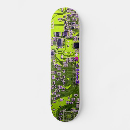 Computer Geek Circuit Board Neon Yellow Skateboard (Voorkant)