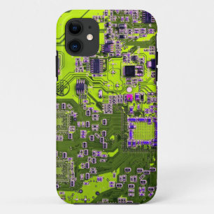 Computer Geek Circuit Board - neongeel iPhone 11 Hoesje