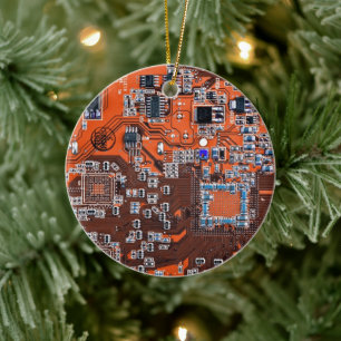 Computer Geek Circuit Board Oranje Keramisch Ornament