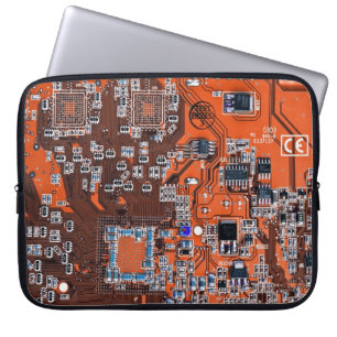 Computer Geek Circuit Board Oranje Laptop Sleeve
