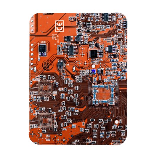 Computer Geek Circuit Board Oranje Magneet (Verticaal)