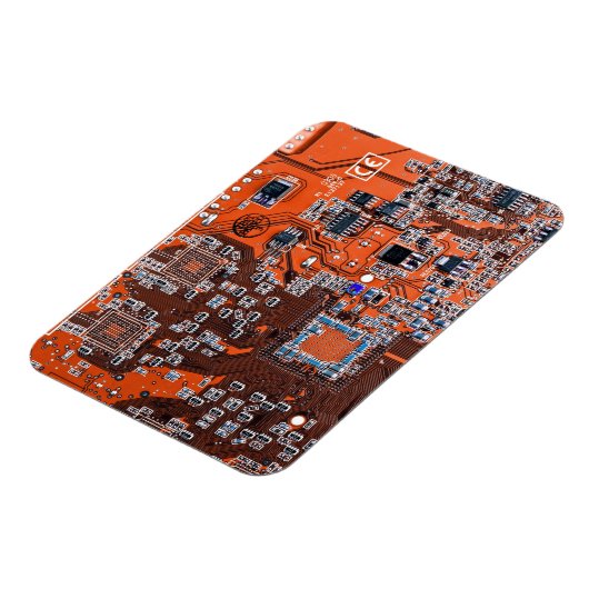 Computer Geek Circuit Board Oranje Magneet (Linkerzijde)