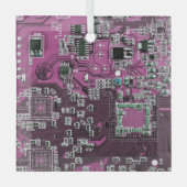 Computer Geek Circuit Board Paars Glas Ornament (Voorkant)