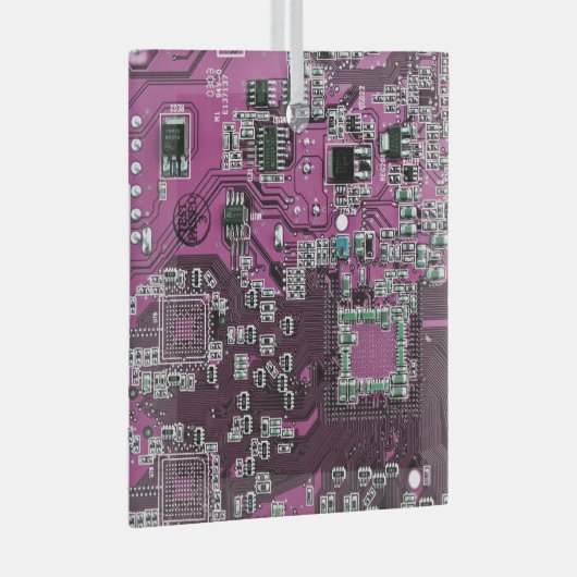 Computer Geek Circuit Board Paars Glas Ornament (Voorkant Rechts)