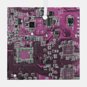 Computer Geek Circuit Board Paars Glas Ornament (Achterkant)