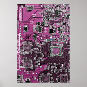 Computer Geek Circuit Board Paars Poster