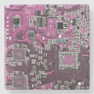 Computer Geek Circuit Board Paars Stenen Onderzetter