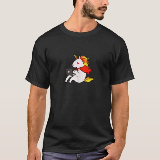 Computer Geek Eenhoorn Programmeur Codering op zij T-shirt (Voorkant)