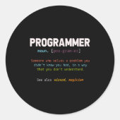 Computer Geek Nerd Gift Funny Programmer Ronde Sticker (Voorkant)