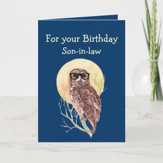 Computer Geek Son-in-law Humor Birthday Owl Fun Kaart (Voorkant)
