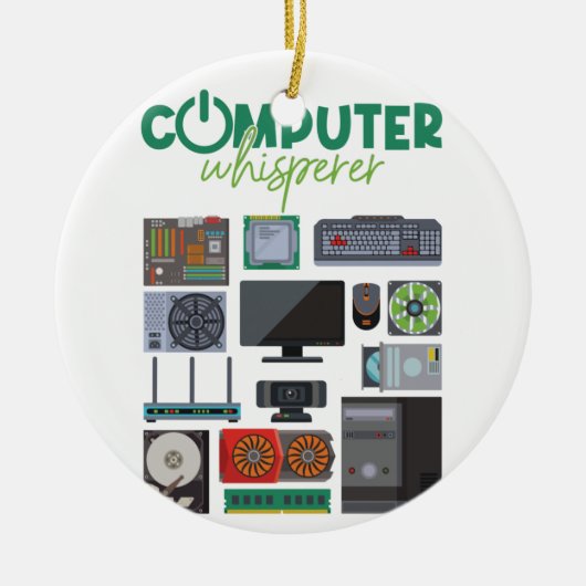 Computer Geek Tech Nerd Cool Support. Keramisch Ornament (Voorkant)
