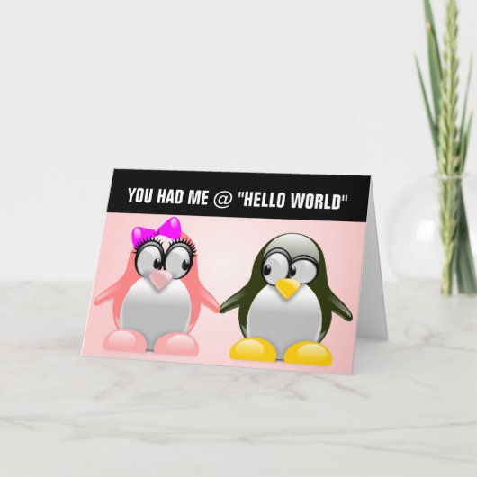 Computer Geek Valentijn: Taalliefde programmeren Feestdagen Kaart (Voorkant)