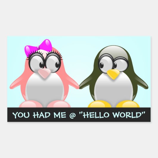 Computer Geek Valentijn: Taalliefde programmeren Rechthoekige Sticker (Voorkant)