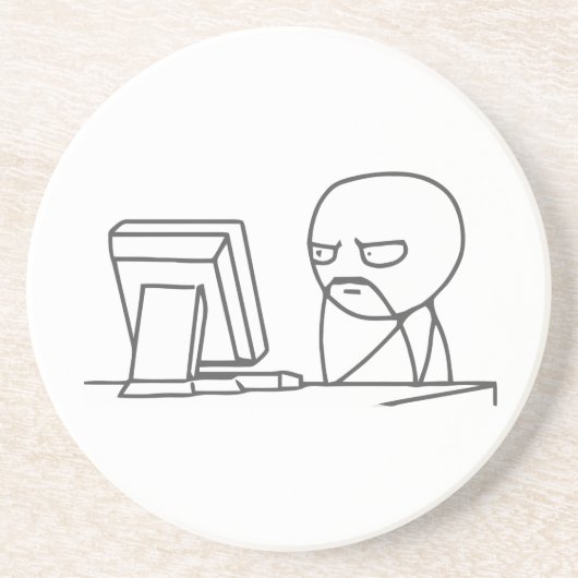 Computer Guy Meme - Premium Sandstone Onderzetter (Voorkant)