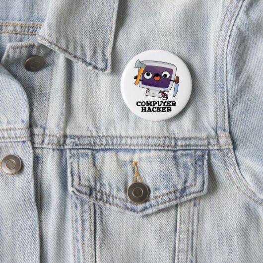 Computer Hacker Funny Technical Pun Ronde Button 5,7 Cm (In situ)