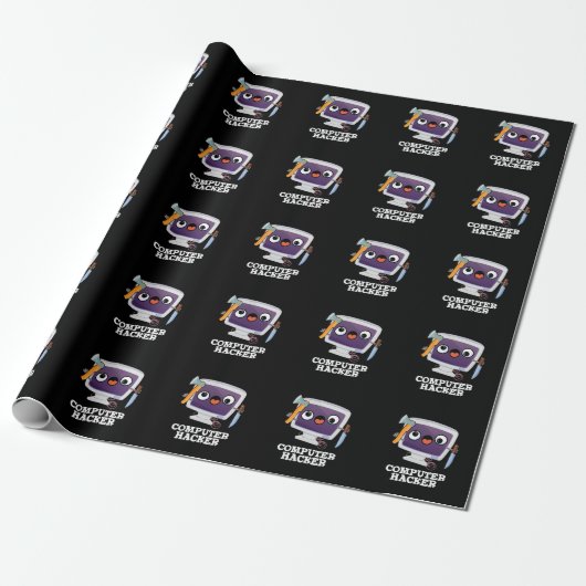 Computer Hacker Grappige Technologie Pun Dark BG Cadeaupapier (Uitgerold)