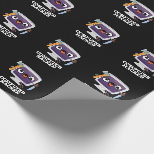 Computer Hacker Grappige Technologie Pun Dark BG Cadeaupapier (Hoek)